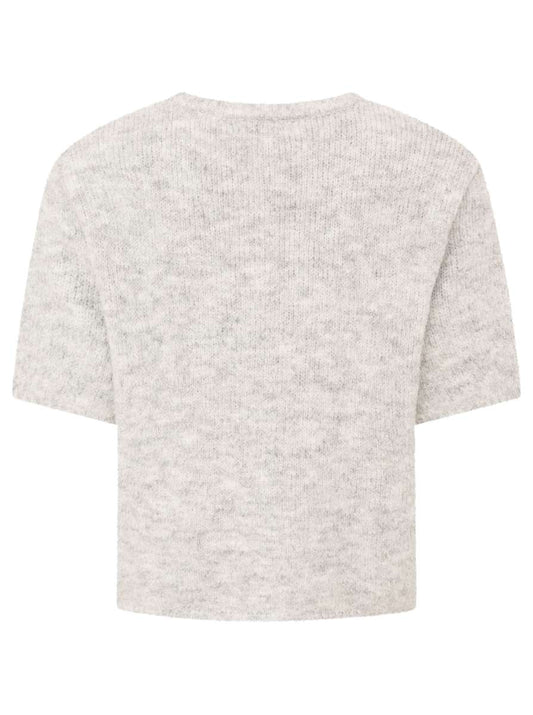 💕 Zwillingsherz Cardigan Kurzarm "Cozy" Strickjacke Kurzarm Hellgrau