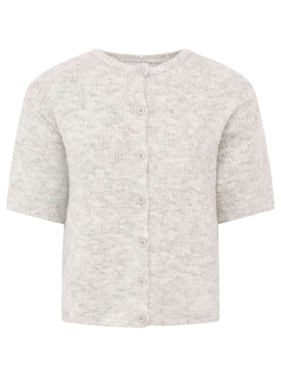 💕 Zwillingsherz Cardigan Kurzarm "Cozy" Strickjacke Kurzarm Hellgrau