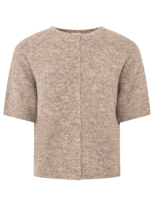 💕 Zwillingsherz Cardigan Kurzarm "Cozy" Strickjacke Kurzarm Hellbraun