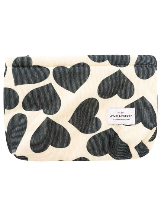 💕 Zwillingsherz Kosmetiktasche "Crazy Hearts" Pouch Schwarz
