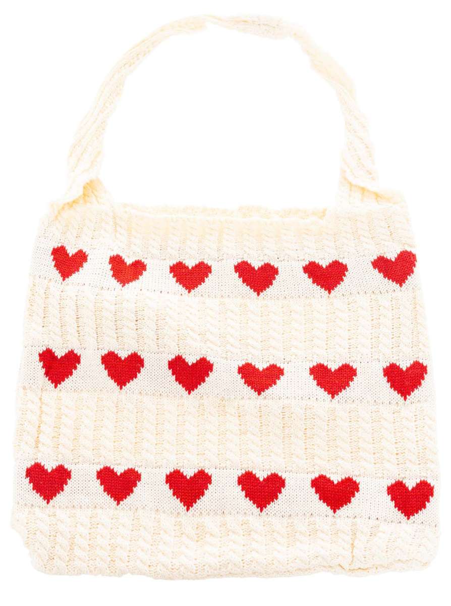 💕 Zwillingsherz Tasche Häkeltasche "Kleine Herzen" Weiß