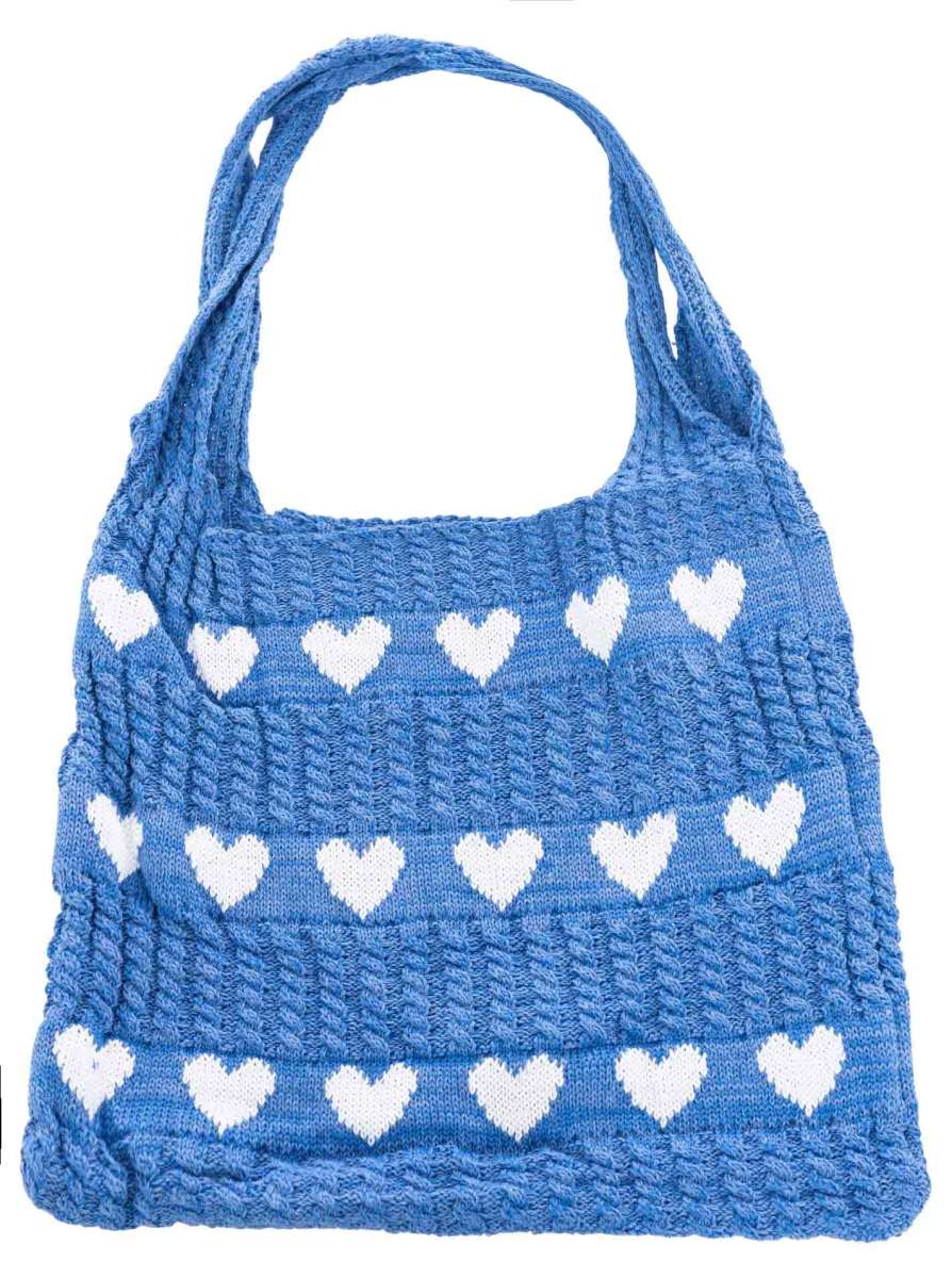 💕 Zwillingsherz Tasche Häkeltasche "Kleine Herzen" Blau