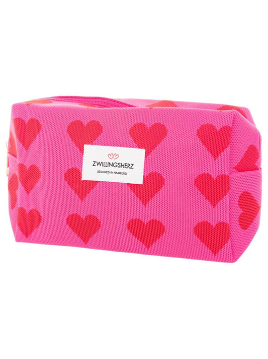 💕 Zwillingsherz Kosmetiktasche "Multi Herzen" Pink