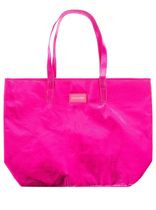 💕 Zwillingsherz Metallic Shopper "Riemen" Pink