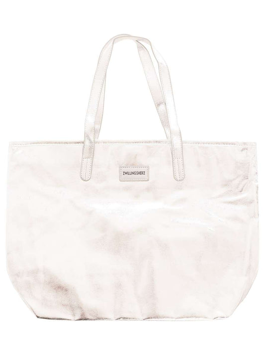 💕 Zwillingsherz Metallic Shopper "Riemen" Silber