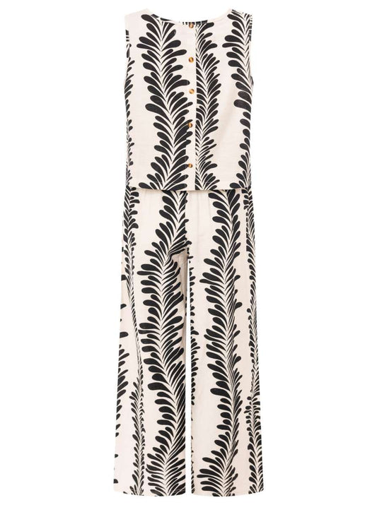 💕 Zwillingsherz Set Hose & Top "Farn" Beige mit Schwarz