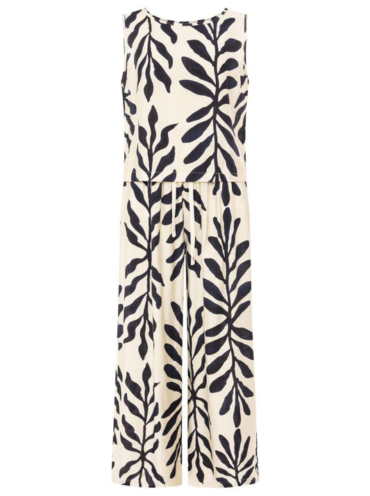 💕 Zwillingsherz Set Hose & Top "Blätter" Weiß mit Navy