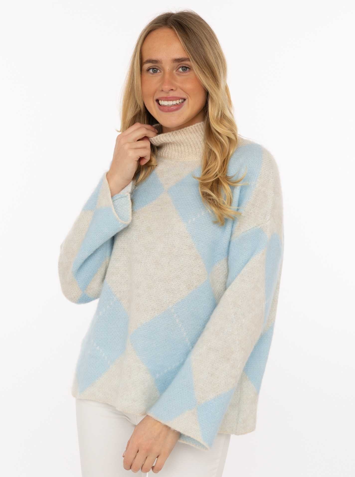 💕 Zwillingsherz Rollkragenpullover "Argyll" Hellblau