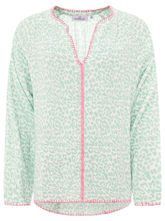 💕 Zwillingsherz Bluse "Wilder Leo" 100 % Viskose Salbei