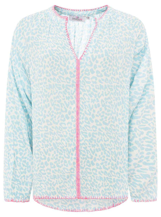 💕 Zwillingsherz Bluse "Wilder Leo" 100 % Viskose Türkis