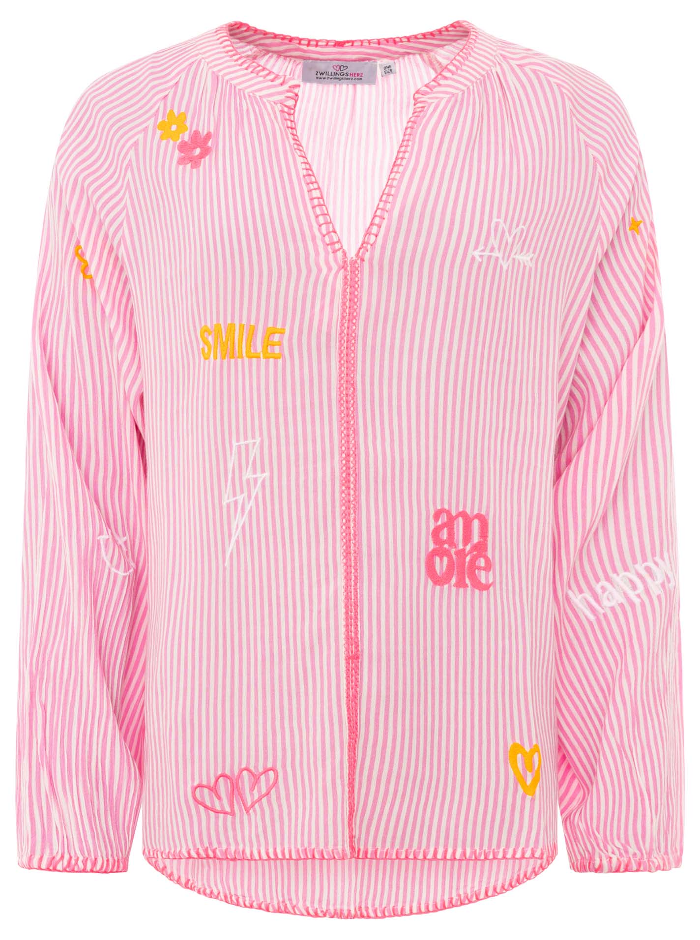 💕 Zwillingsherz Bluse "Smile Amore" 100 % Viskose Pink