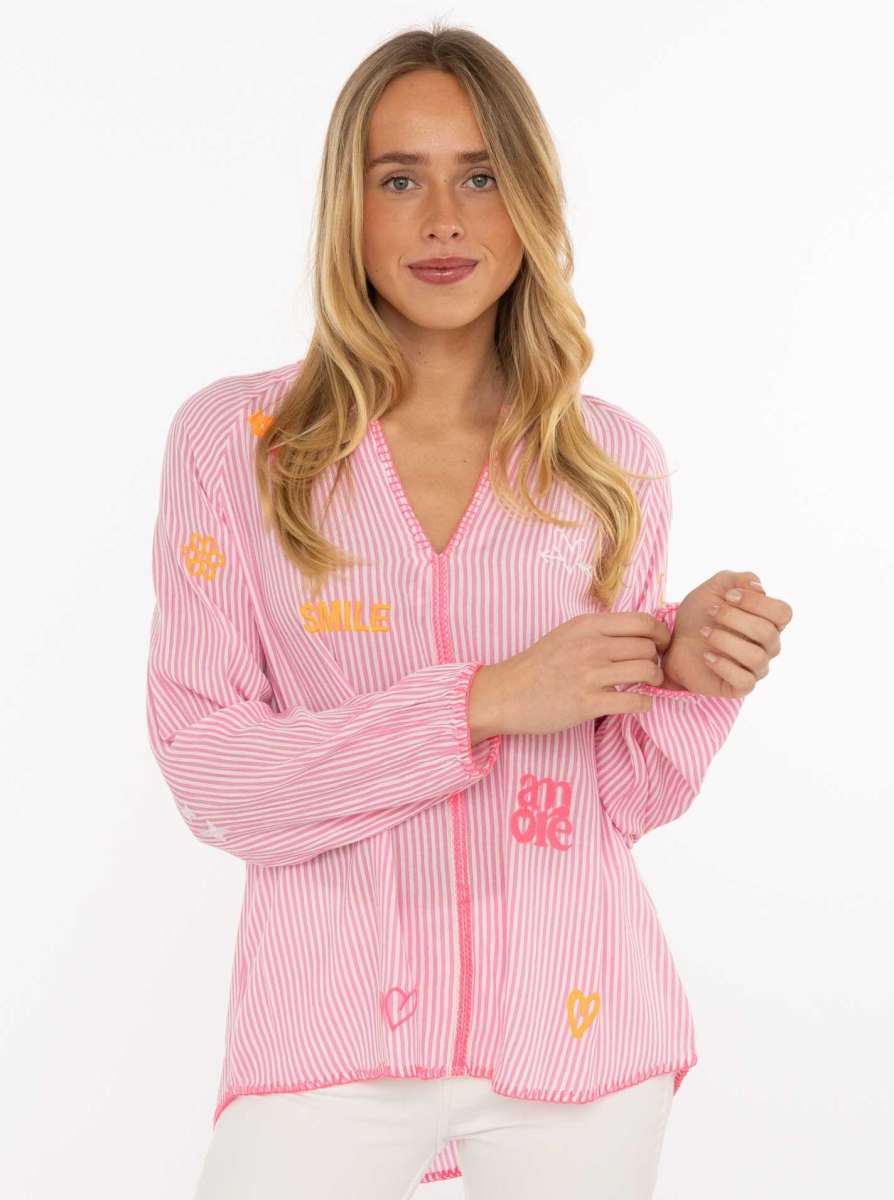 💕 Zwillingsherz Bluse "Smile Amore" 100 % Viskose Pink