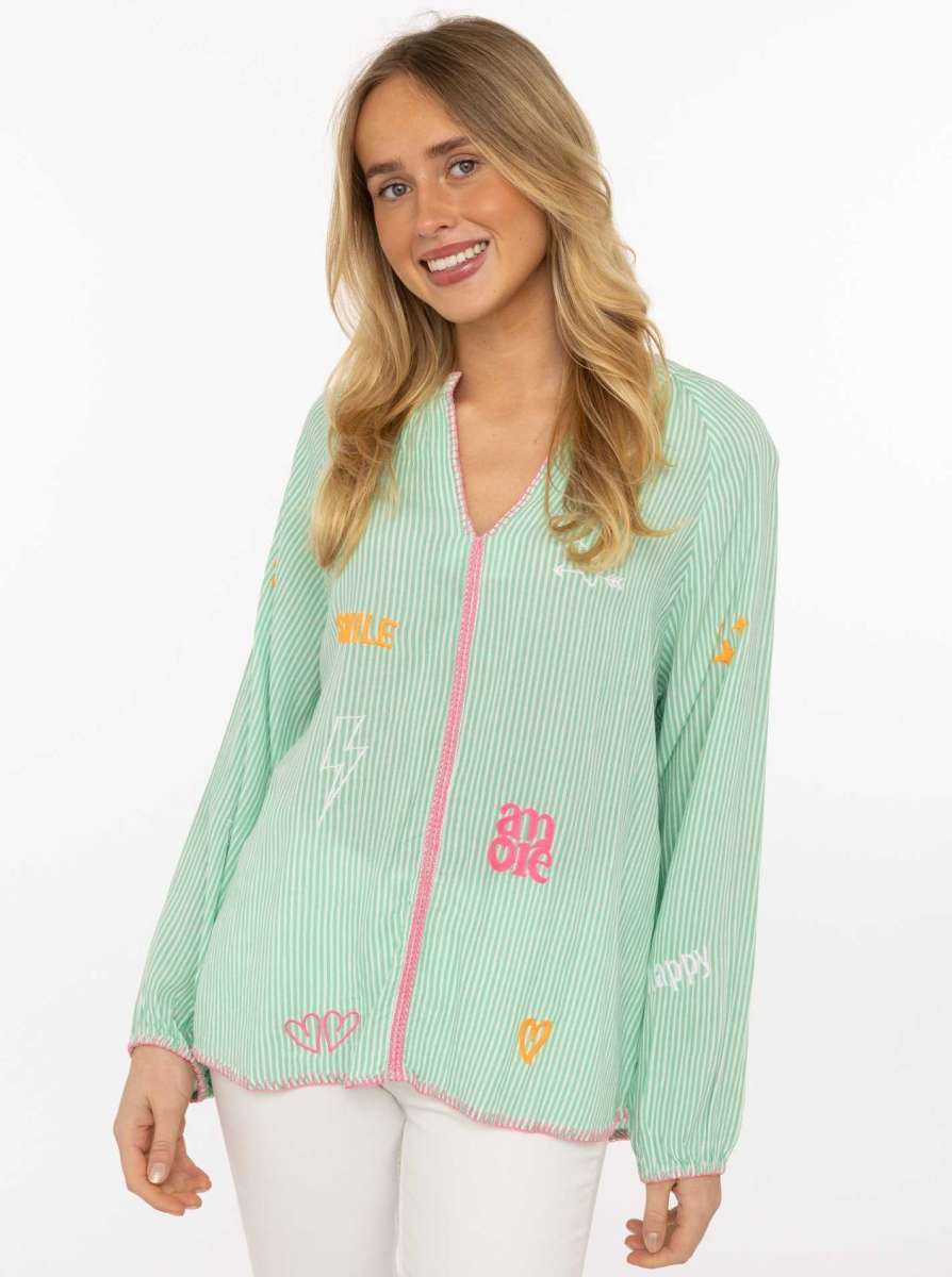 💕 Zwillingsherz Bluse "Smile Amore" 100 % Viskose Grün