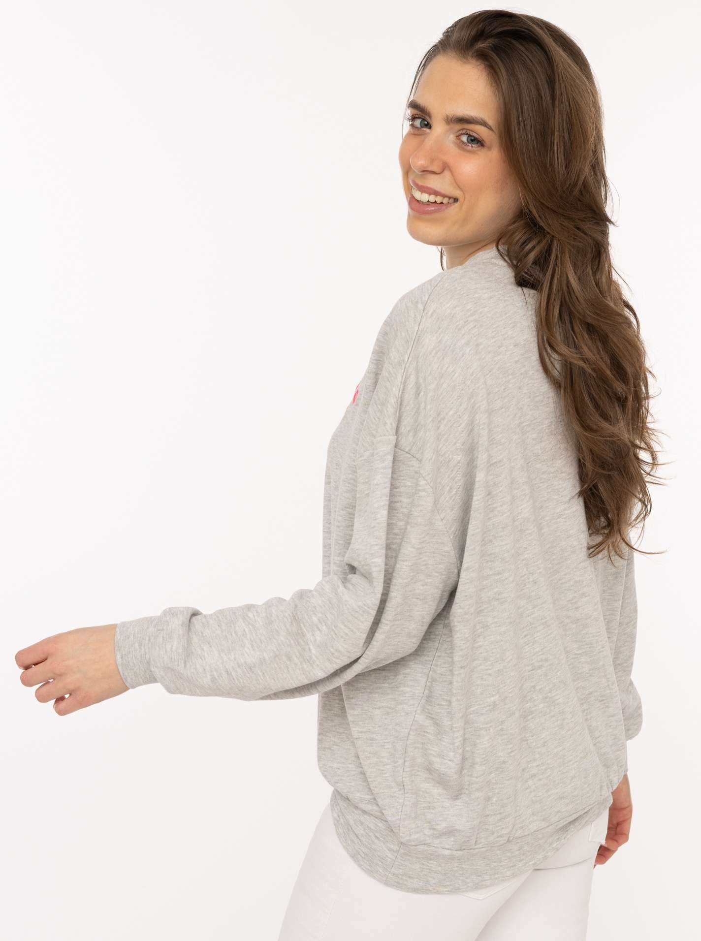 💕 Zwillingsherz Sweatshirt "Feel Good Club" Hellgrau