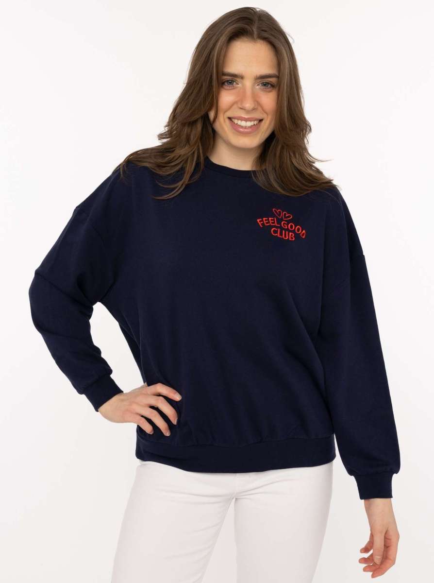 💕 Zwillingsherz Sweatshirt "Feel Good Club" Navy
