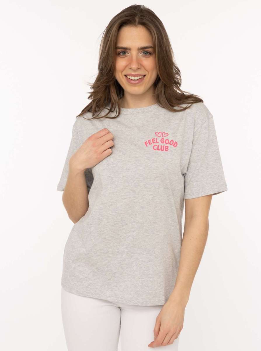 💕 Zwillingsherz Shirt "Feel Good Club" Hellgrau