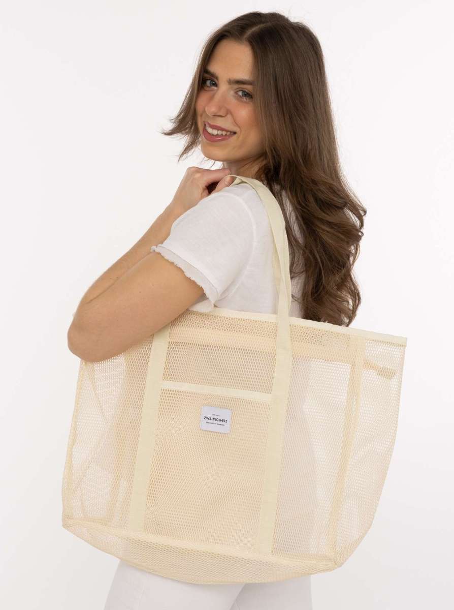💕 Zwillingsherz XXL Shopper "Netz" Creme