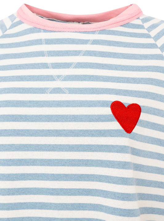💕 Zwillingsherz Shirt "Streifen & Herz" Blau