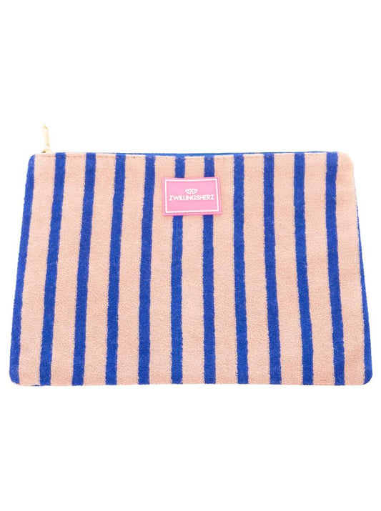 💕 Zwillingsherz Kosmetiktasche Frottee "Streifen & Patch" Rosa