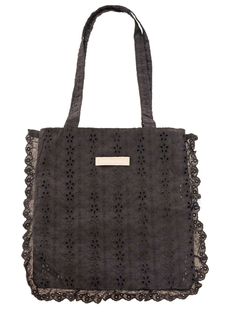 💕 Zwillingsherz Shopper "Spitze" Schwarz