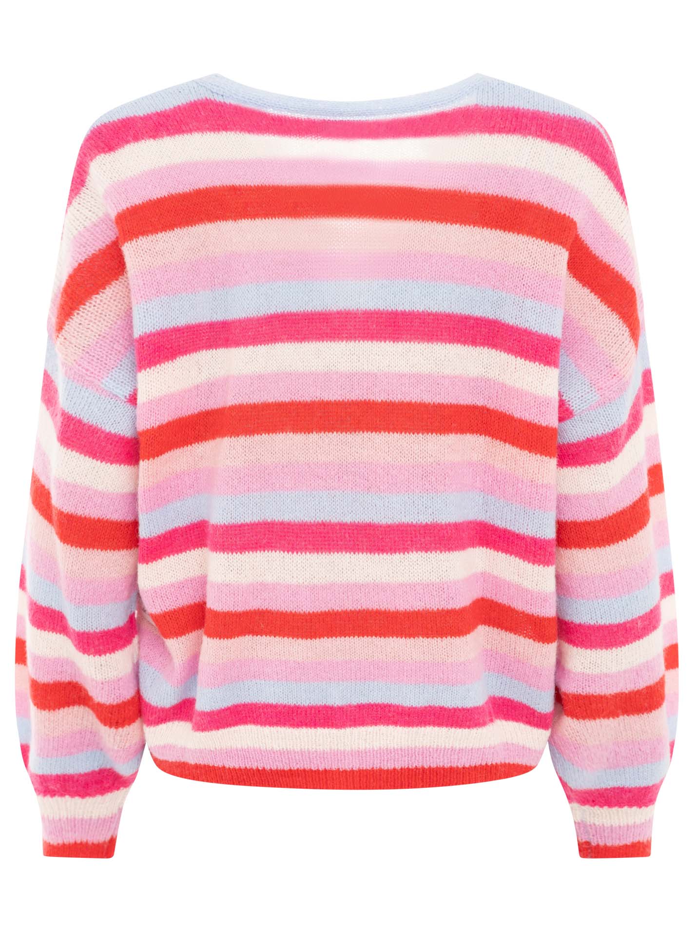 💕 Zwillingsherz Cardigan mit Perlmuttknöpfen und Streifen Pink