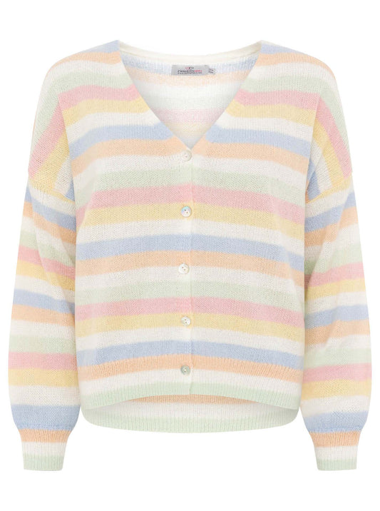 💕 Zwillingsherz Cardigan mit Perlmuttknöpfen und Streifen Bunt