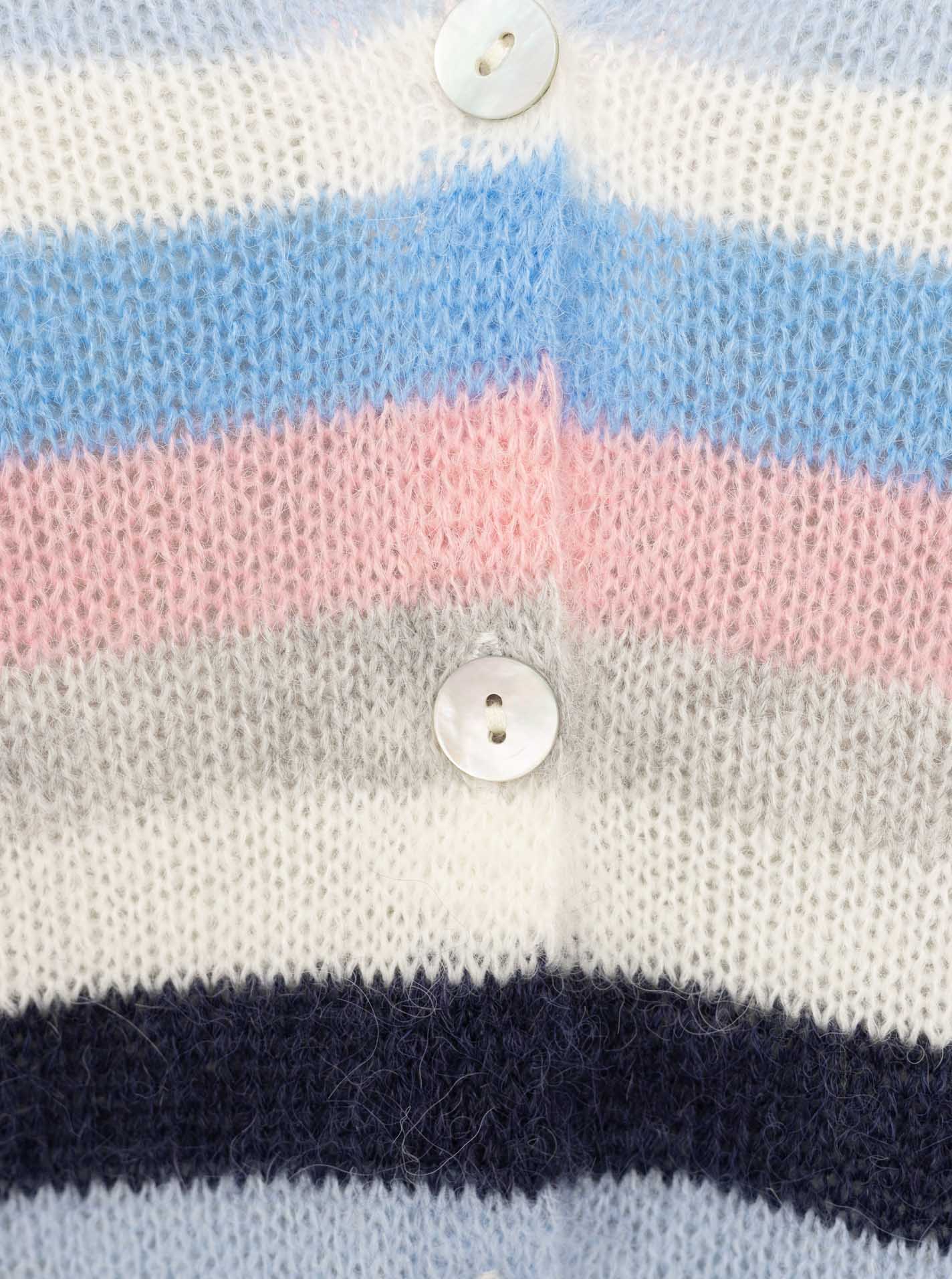 💕 Zwillingsherz Cardigan mit Perlmuttknöpfen und Streifen Blau