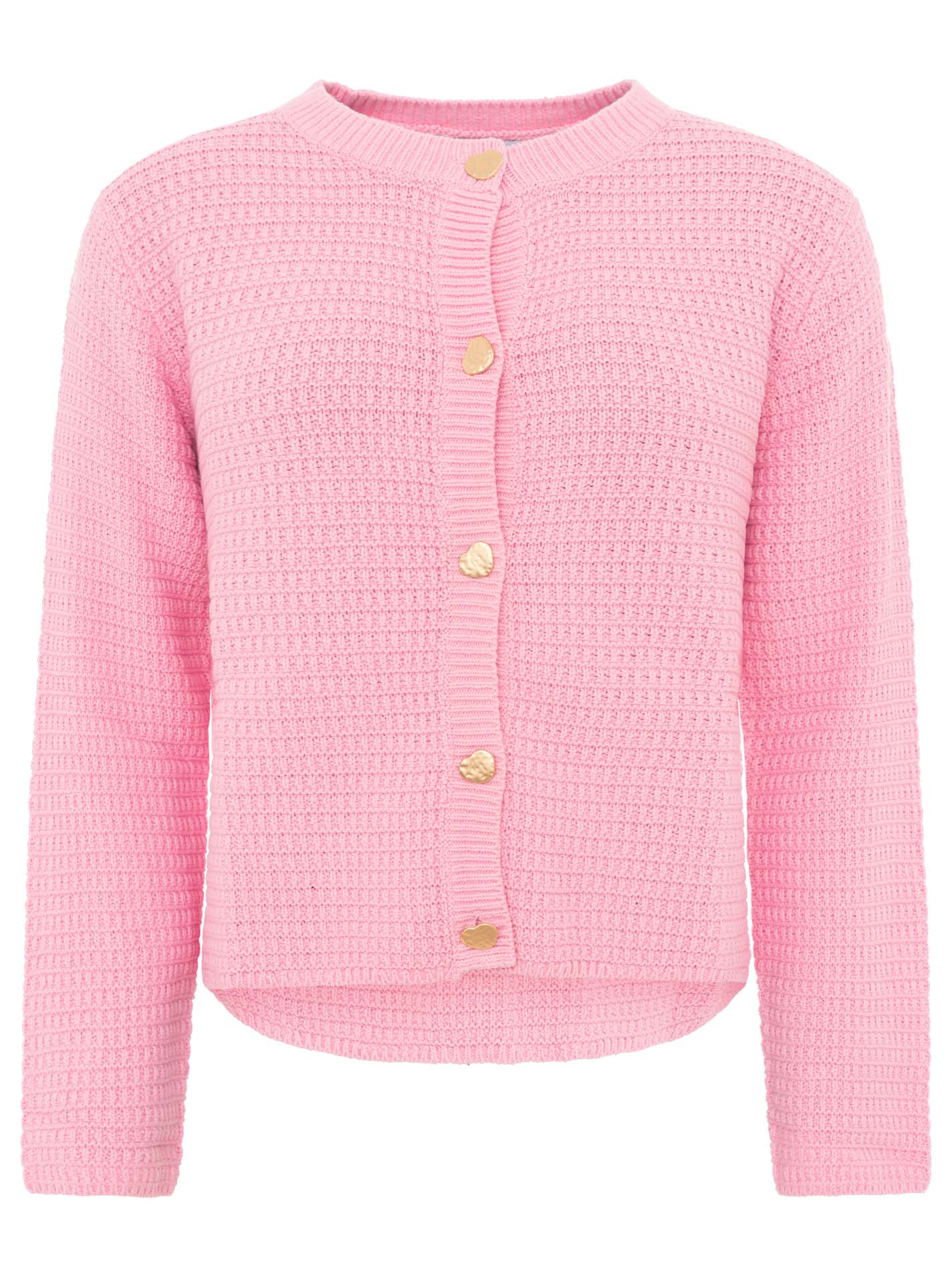 💕 Zwillingsherz Strickjacke mit goldenen Knöpfen Pink