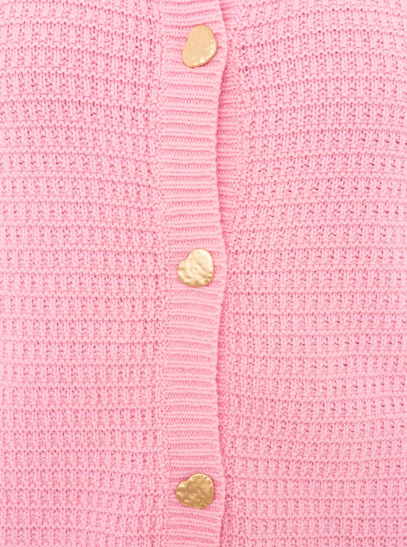 💕 Zwillingsherz Strickjacke mit goldenen Knöpfen Pink
