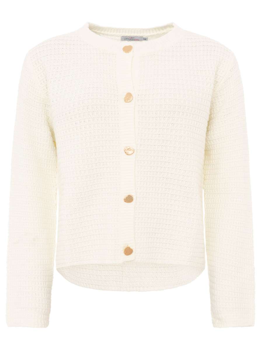 💕 Zwillingsherz Strickjacke mit goldenen Knöpfen Weiß