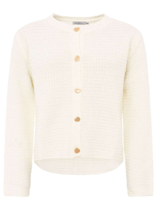 💕 Zwillingsherz Strickjacke mit goldenen Knöpfen Weiß