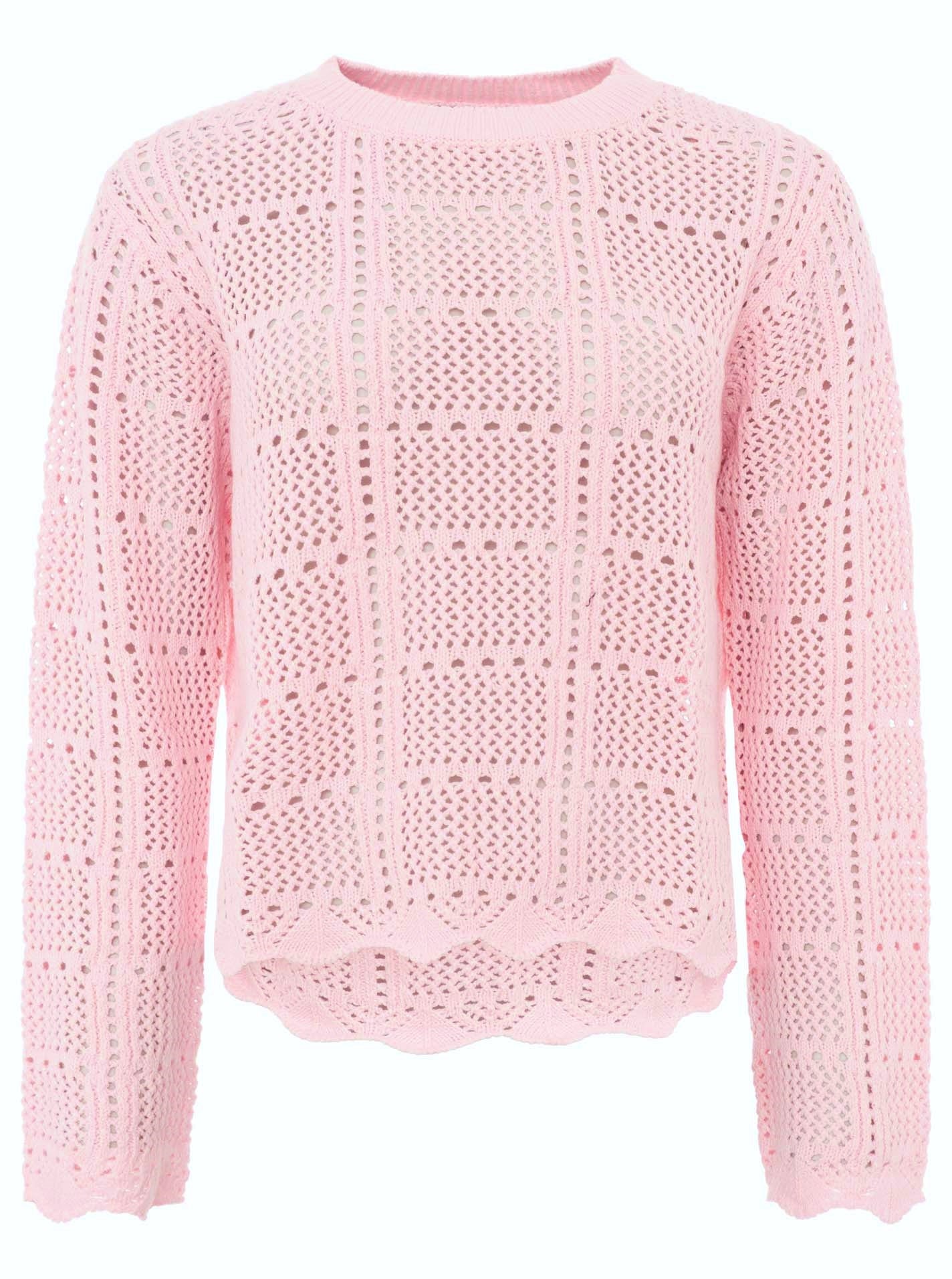 💕 Zwillingsherz Pullover mit Lochstrick Pink