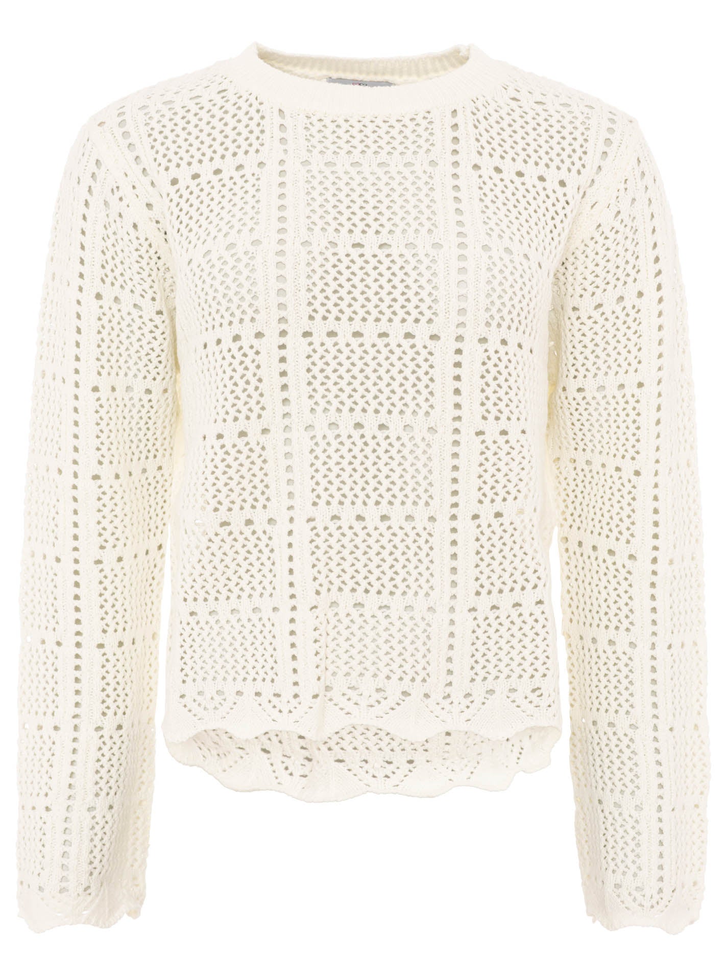💕 Zwillingsherz Pullover mit Lochstrick Weiß