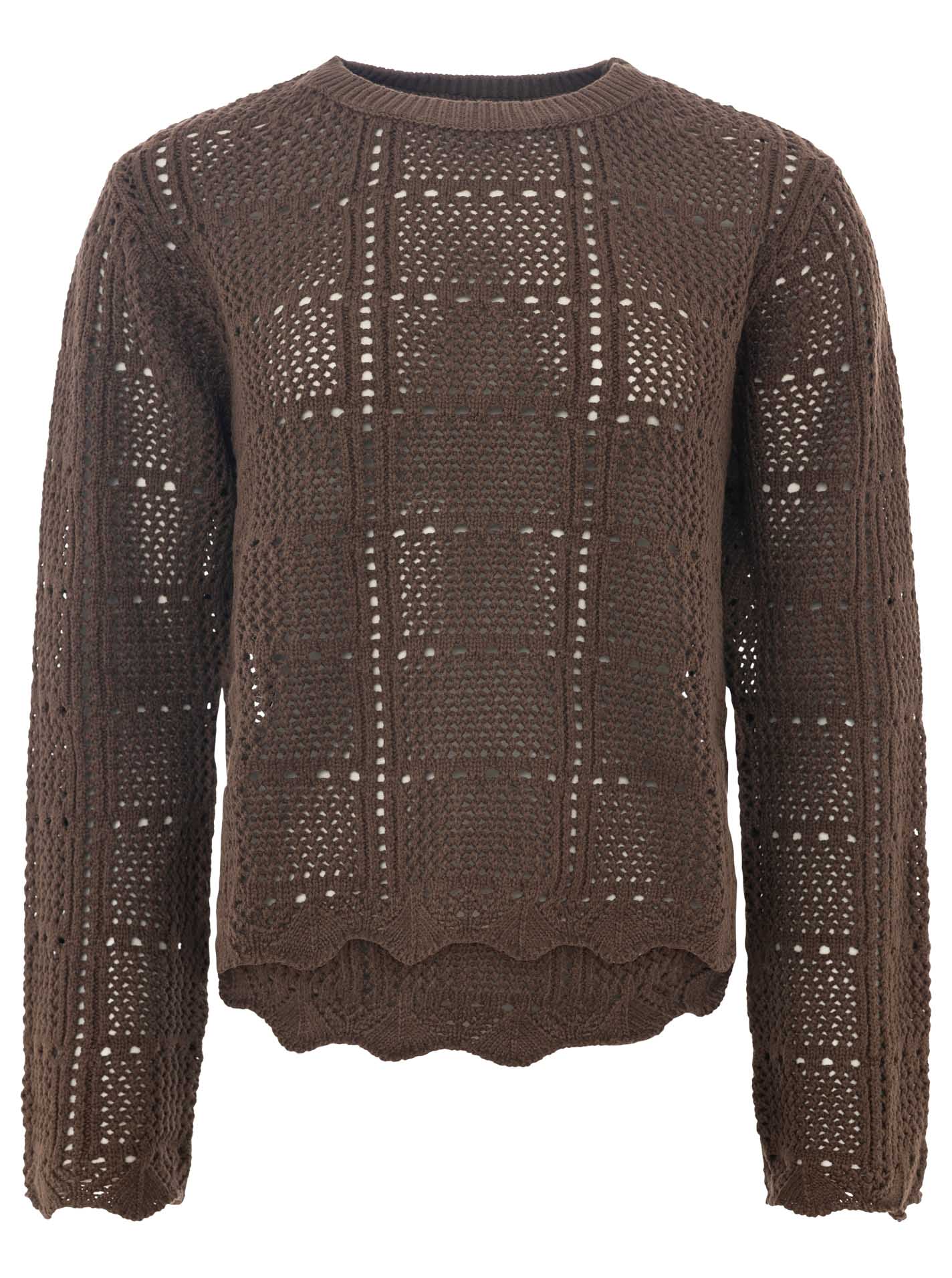💕 Zwillingsherz Pullover mit Lochstrick Braun