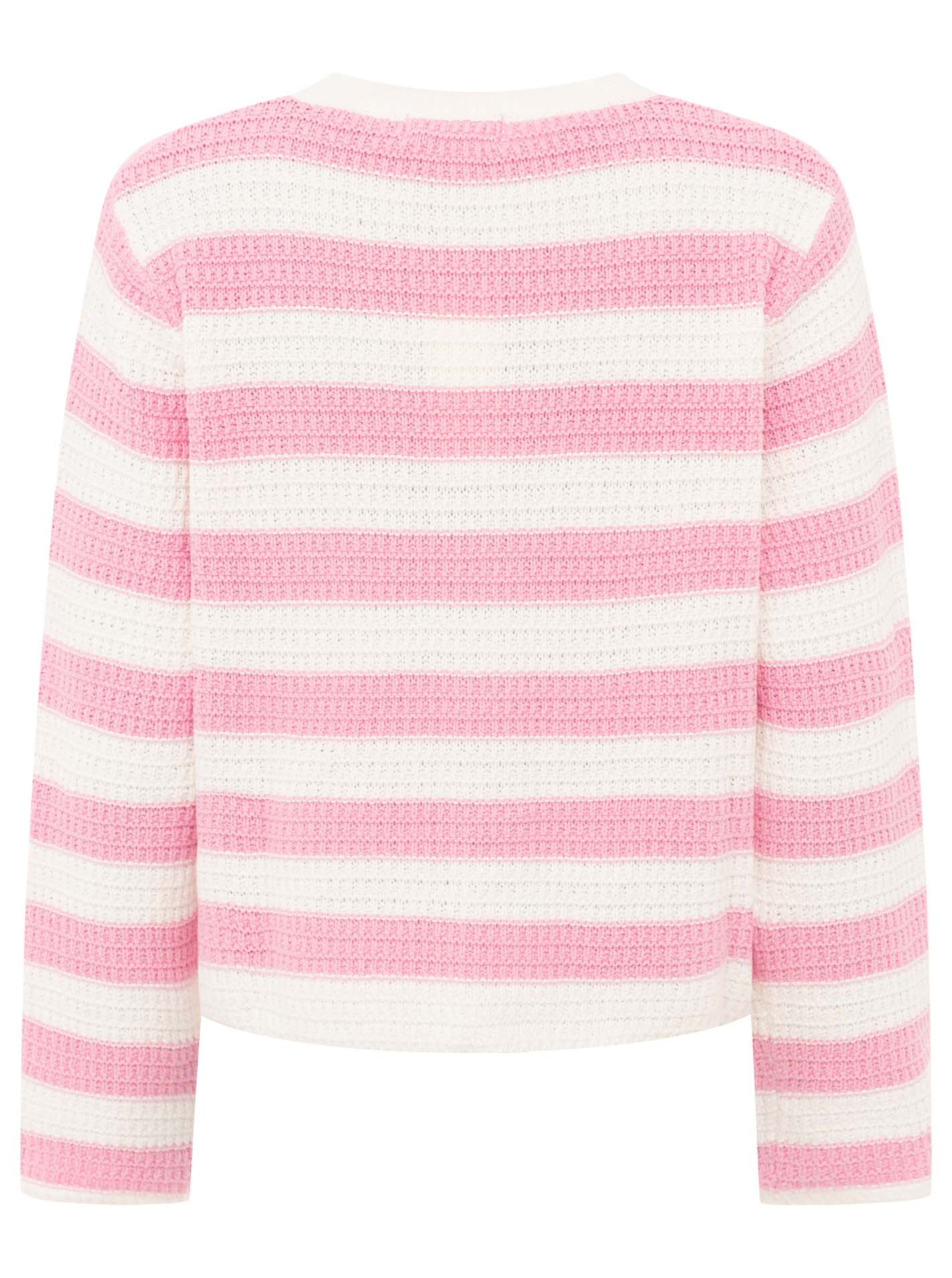 💕 Zwillingsherz Strickjacke mit Streifen & goldenen Knöpfen Pink