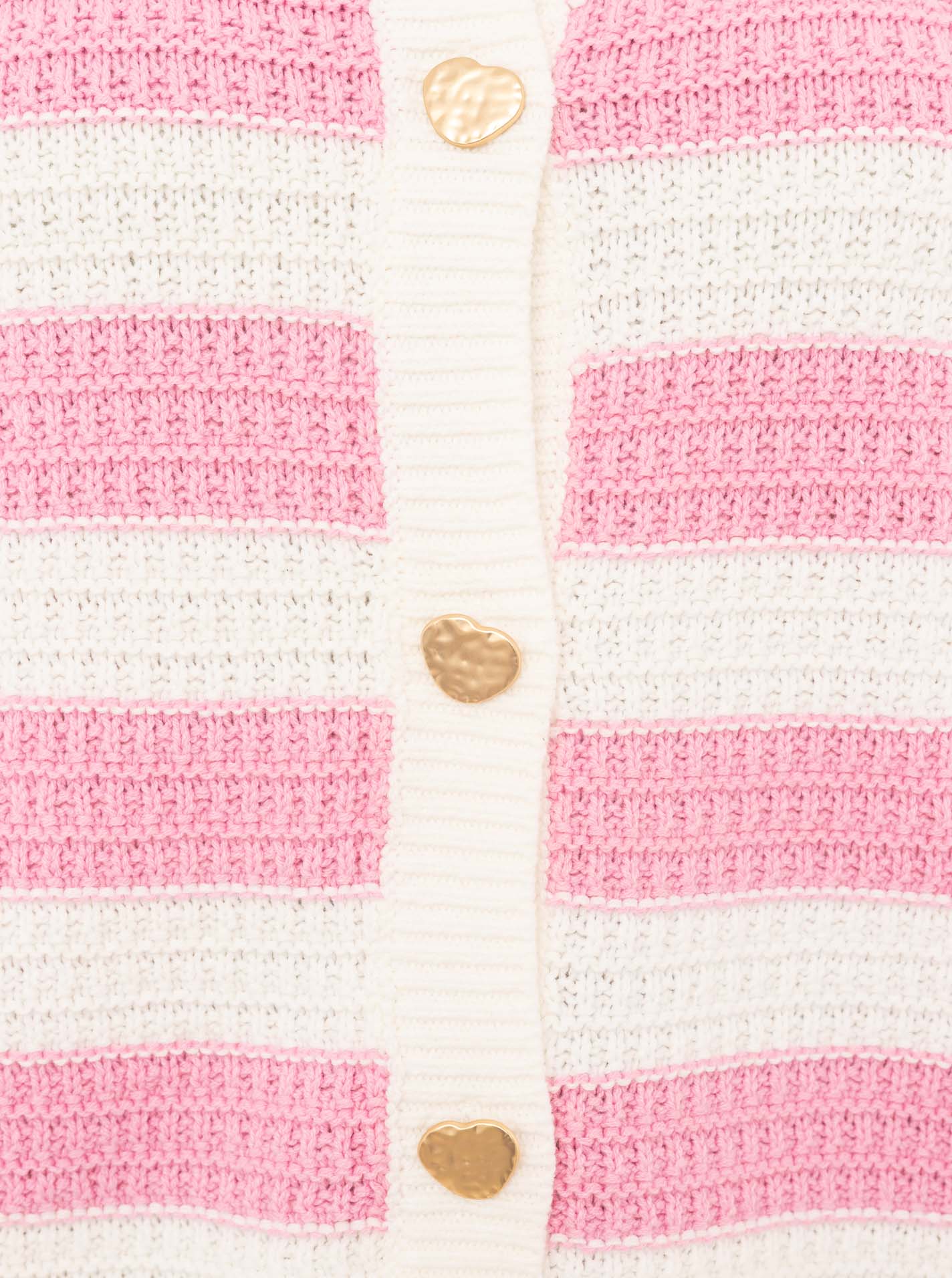 💕 Zwillingsherz Strickjacke mit Streifen & goldenen Knöpfen Pink