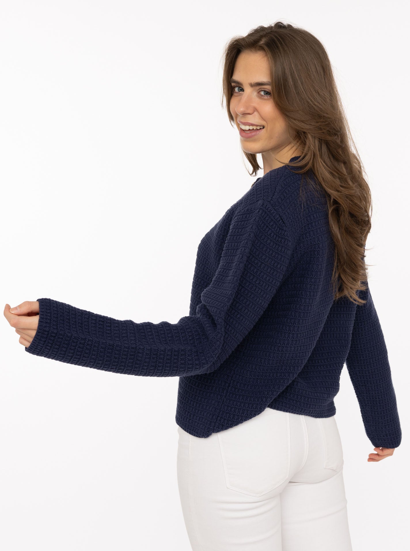 💕 Zwillingsherz Strickjacke mit goldenen Knöpfen Navy