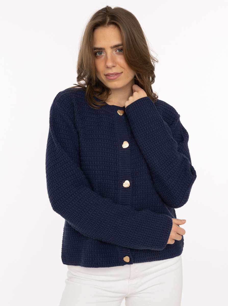 💕 Zwillingsherz Strickjacke mit goldenen Knöpfen Navy