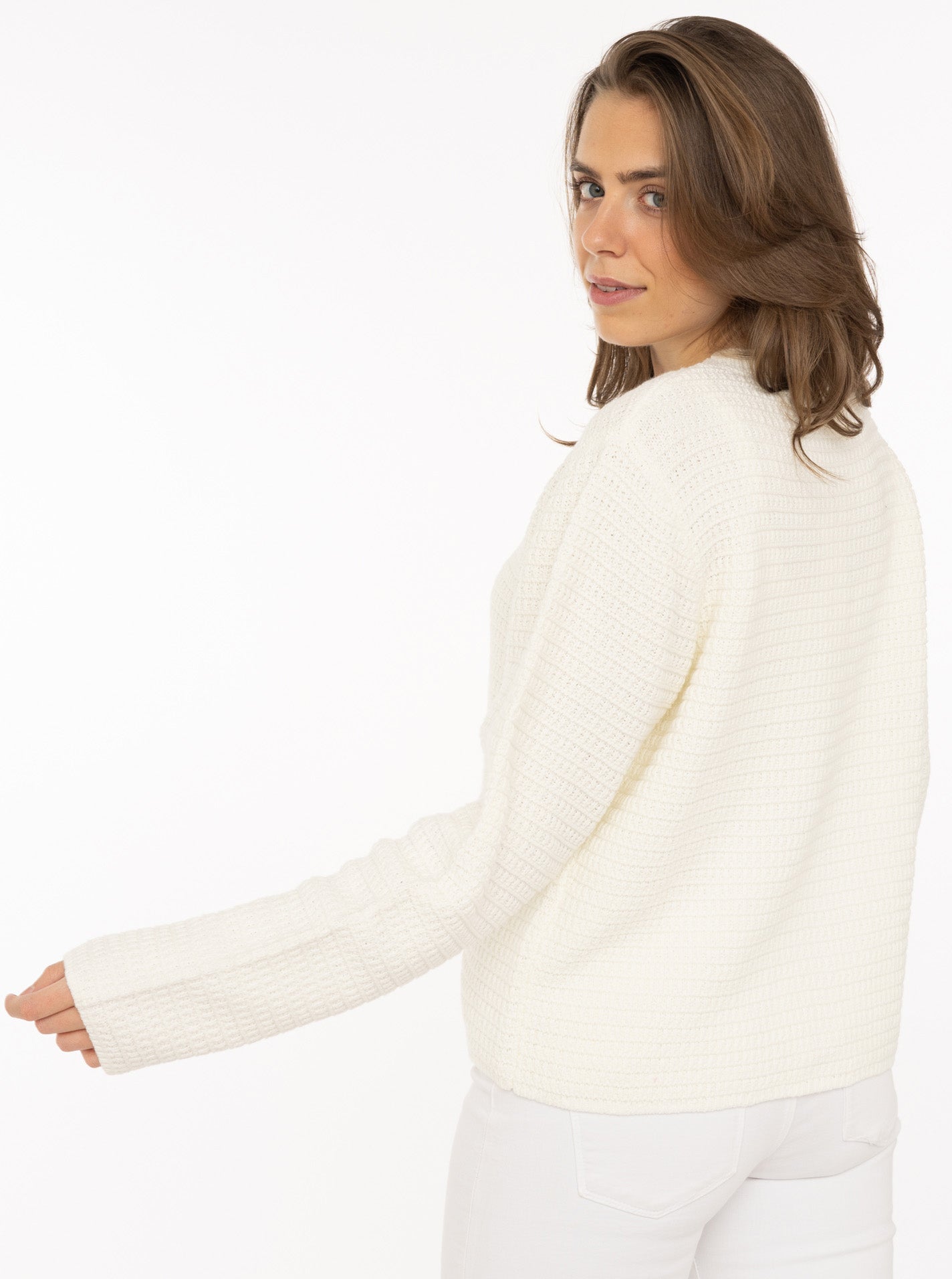 💕 Zwillingsherz Strickjacke mit goldenen Knöpfen Weiß