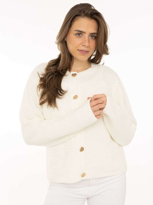💕 Zwillingsherz Strickjacke mit goldenen Knöpfen Weiß