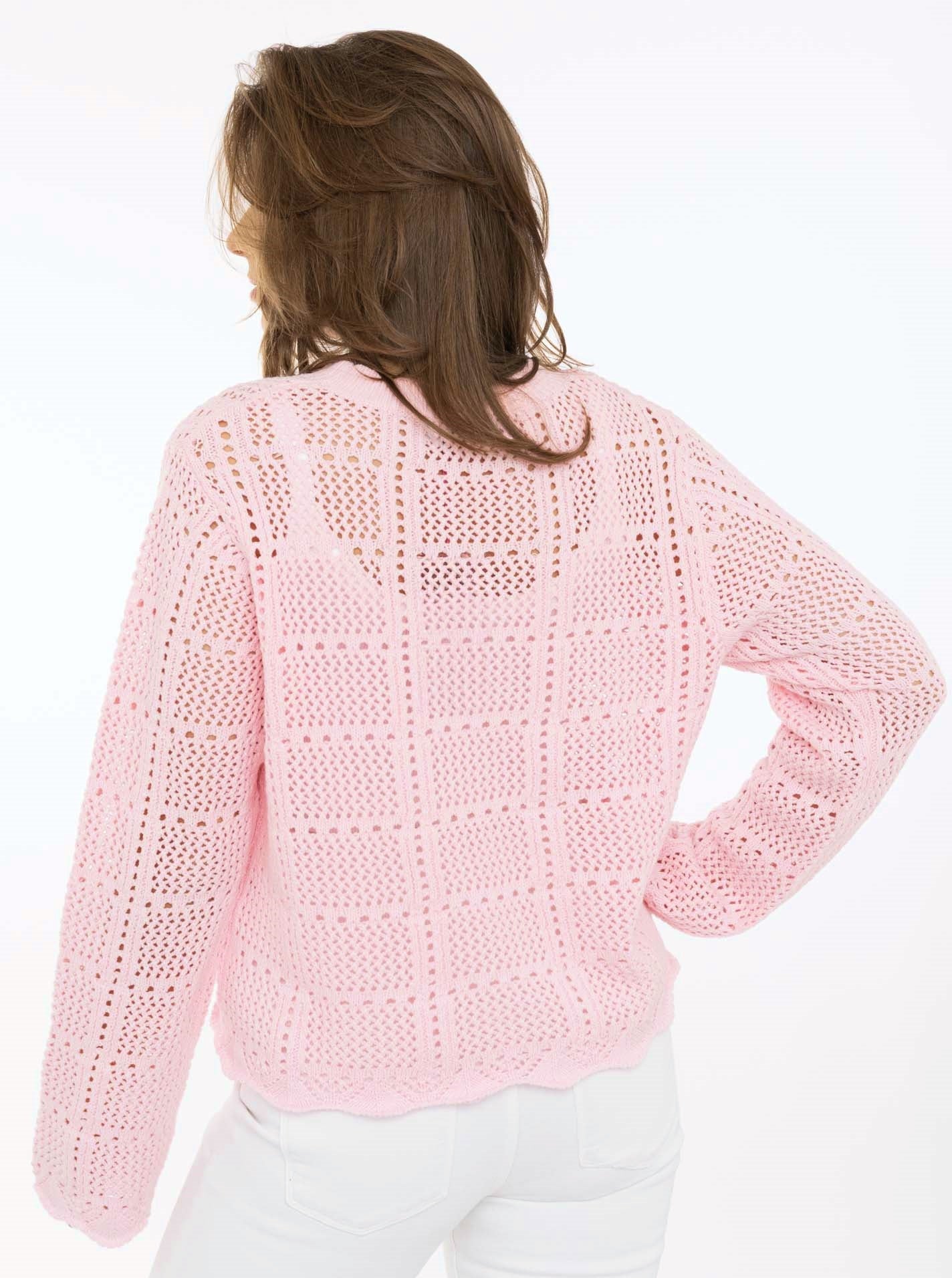 💕 Zwillingsherz Pullover mit Lochstrick Pink