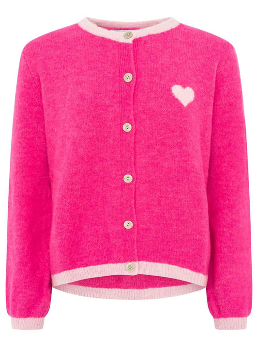 💕 Zwillingsherz Wollmix Cardigan "Herz" Neonpink