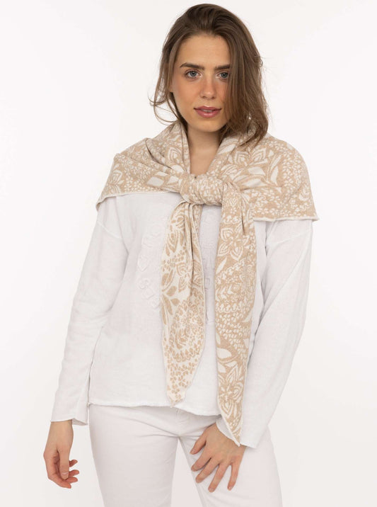 💕 Zwillingsherz Dreieckstuch "Paisley Blätter" Beige