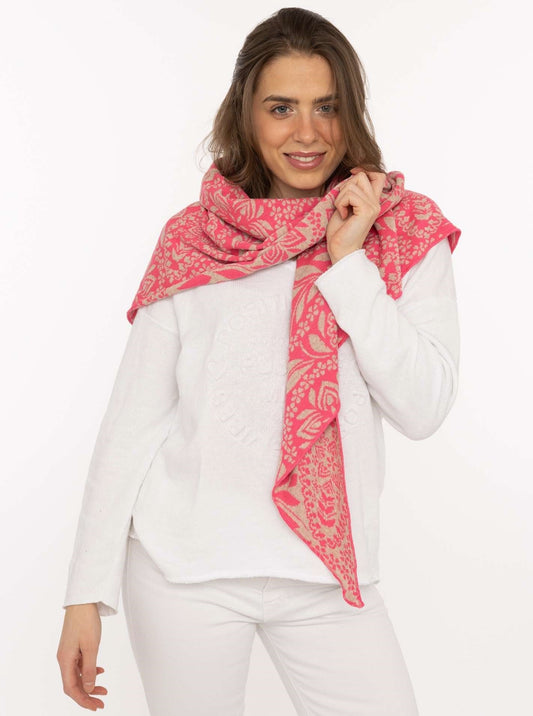💕 Zwillingsherz Dreieckstuch "Paisley Blätter" Pink