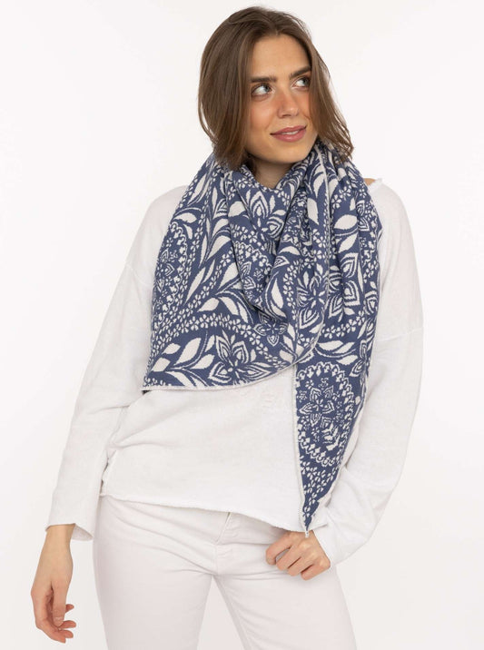 💕 Zwillingsherz Dreieckstuch "Paisley Blätter" Blau