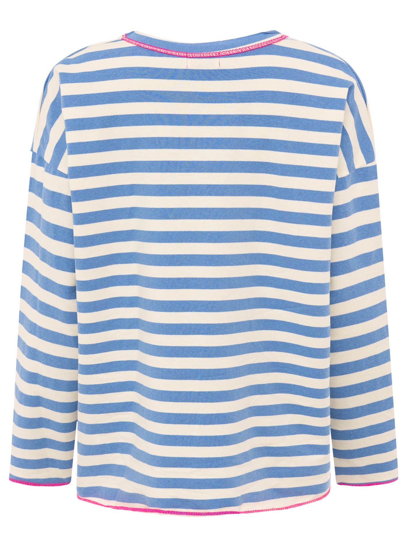 💕 Zwillingsherz Sweatshirt "Neon Streifen" V-Neck Sweater Oversize Jeansblau