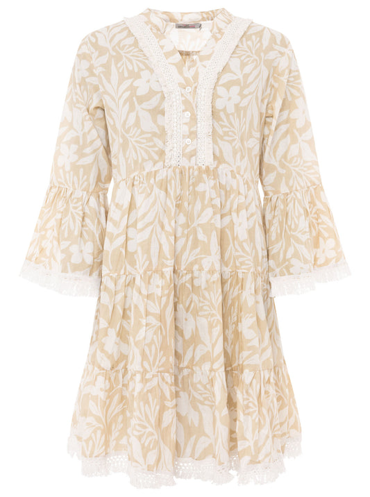 💕 Zwillingsherz Kleid "Jungle Plants" Hellbeige