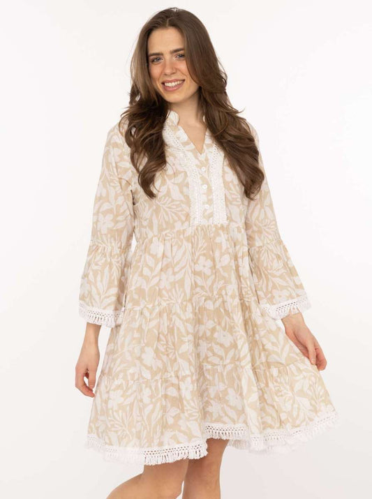 💕 Zwillingsherz Kleid "Jungle Plants" Hellbeige