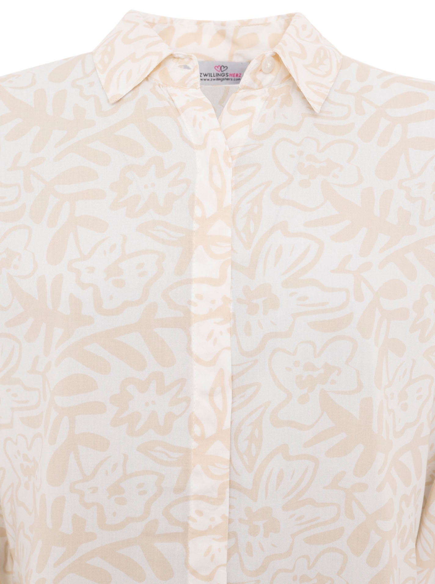 💕 Zwillingsherz Bluse Oversize "Flower Fun" Beige