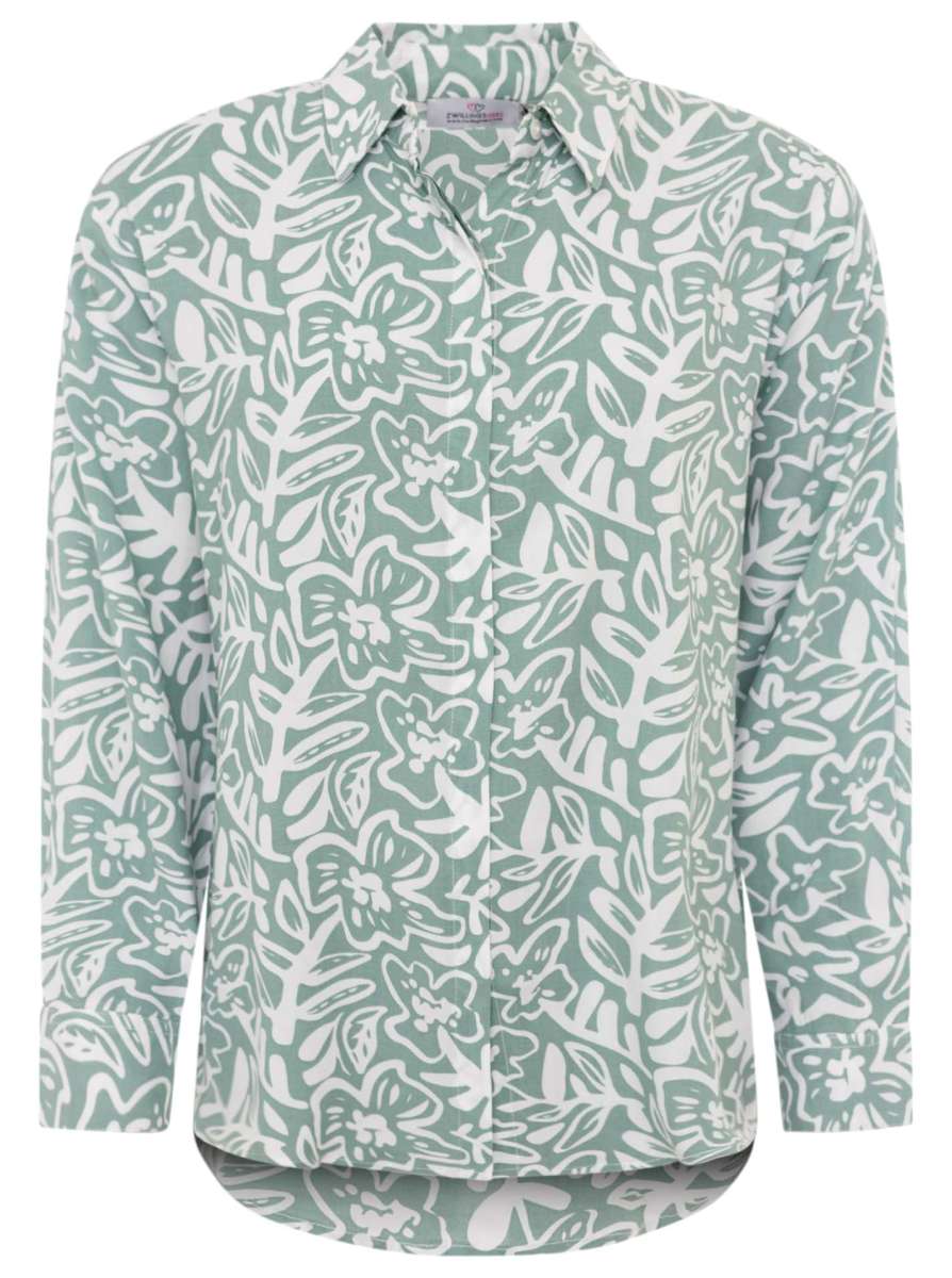 💕 Zwillingsherz Bluse Oversize "Flower Fun" Petrol